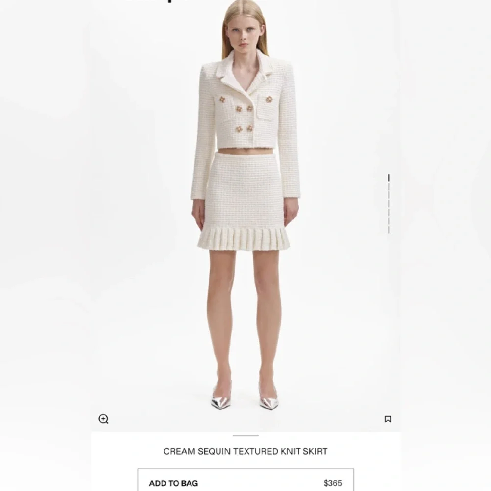 Self Portrait CREAM SEQUIN TEXTURED KNIT FULL SET - Picture 4 of 4